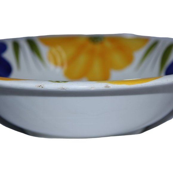 Vintage Maxam Hand Painted Bowl - Made in Italy - Floral Yellow and Blue Accents - Picture 4 of 6